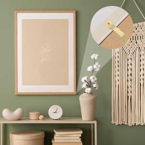 Image of uxcell 50Pcs Picture Hangers, Picture Frame Hook, Frame Backing Fasteners with 100 Pcs Screws for Hanging Clock Paintings Pictures, Gold
