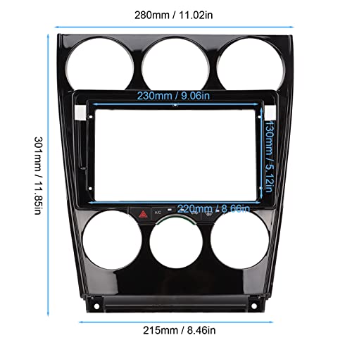 Fydun Installation Dash Kit, Black ABS Car Stereo Audio Fascia Frame Navigation Panel Frame Trim Cover for Mazda 6 2004?2016