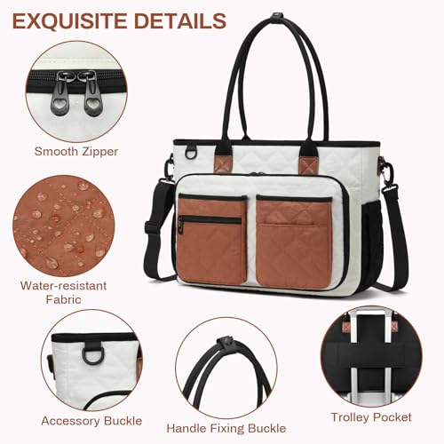 Image of Teacher Tote Bag for Women, Large Teacher Work Bag with Accordion File Organizer Pocket, 15.6 inch Laptop Briefcase