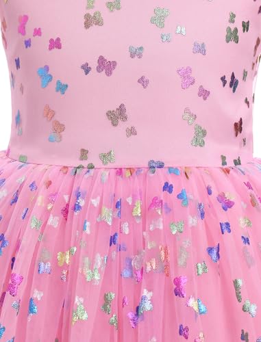 Kids Girls Birthday Party Dress Sleeveless Metallic Butterfly Ruffle Tulle Tutu Dress Cake Crush Photo Shoot3