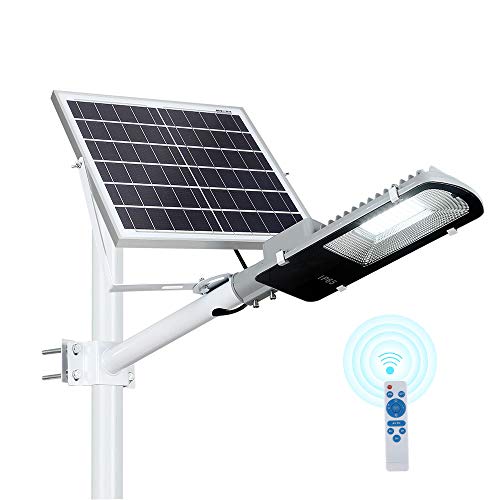 Black Friday 🔥 80W LED Solar Street Lights Outdoor, Dusk to Dawn Security Flood Light with Remote Control & Pole, Wireless, Waterproof, Perfect for Yard, Parking lot, Street, Garden and Garage