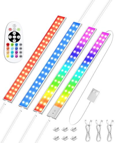 Image of SZOKLED Under Cabinet Lighting Plug in, Hardwired LED Under Cabinet Lights with Timer & Dimmable, 15 RGB Color Changing, 4-Pack