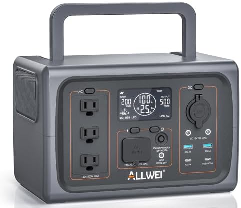 ALLWEI Portable Power Station 500W,...