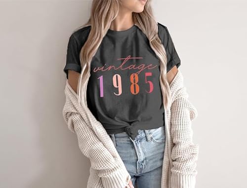 40th Birthday Gift for Women Vintage 1985 Shirt Letter Print Retro Party Tops Casual Short Sleeve Tee3