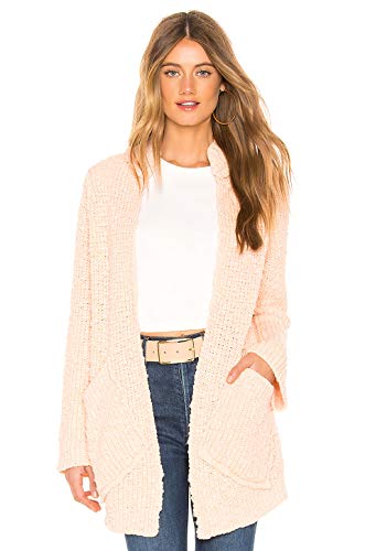 Free People Waterfront Cardigan Sweater Large Peach (Large)