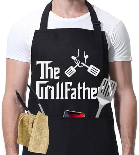Funny Grill Apron for Men,The Grillfather Apron Men’s Chef Cookin...