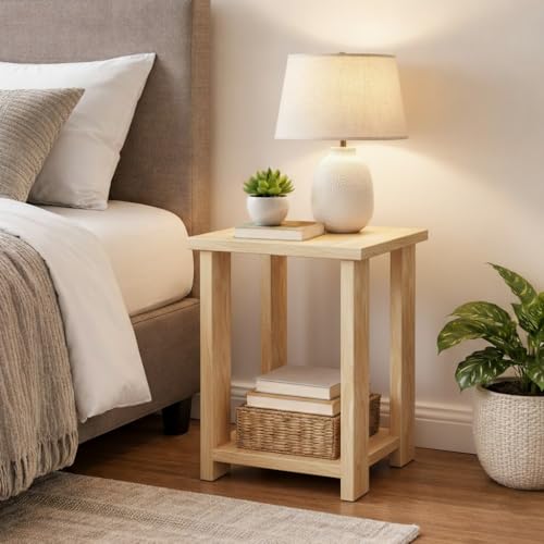 Image of SPYDER CRAFT Modish Wood Bedside Table for Bedroom|Wooden Modern Side Tables for Bedroom|Side Table for Bed Room|Corner Table for Bed Room (Finish Color -Oak, DIY(Do-It-Yourself))