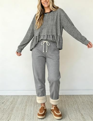 Image of Yeokou Women's Warm Sherpa Lined Athletic Sweatpants Joggers Fleece Pants
