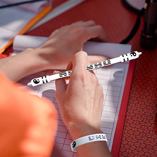 Roucerlin Stylo-bille rotatif antidérapant et anti-stress avec capuchons en métal et bracelet en silicone Blanc 21,5 cm – vue 7