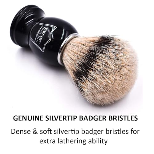 Image of Parker Silvertip Badger Shaving Brush with Resin Handle & Resin Stand | 22mm Soft Knot for Rich Lather | Handcrafted Brush for Shave Cream or Soap | Premium Wet Shaving Accessory | Iconic Brand