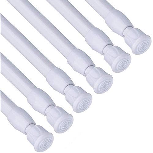HAOYUNTE 6Pcs Adjustable Extendable Spring Tension Curtain Rods - Length 21.6-35inch(55-90cm)-White