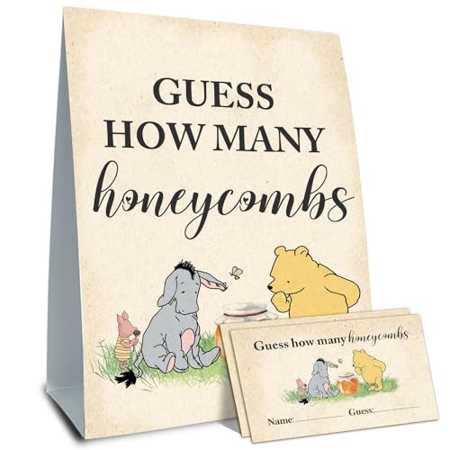 Winnie the Pooh Baby Shower Decorations-Baby Shower Games-Baby Shwoer Party Decor-Baby Shower Table Sign Centerpieces-Baby Shower Games Pooh Birthday Supplies Party Decorations
