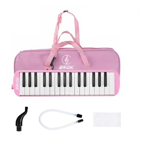EROK 32 Keys Melodica Keyboard Instrument - Portable with Carrying Bag, Ideal for Beginners & Adults Gift (Pink)
