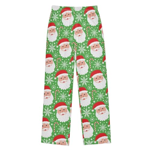 Boys' Pants Christmas Santa Cane Snowflake Long Bottoms Jogger Pants Elastic Waist Trousers with Pockets S-XL