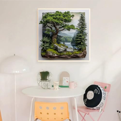 Image of KYOQFVN Landscape Stamped Cross Stitch Kits for Adult Beginners - Scenery Needlepoint Counted Cross Stitch Kits, 11 CT Patterns Counted Cross Stitch Craft Kit for Home Decor14x14 Inch