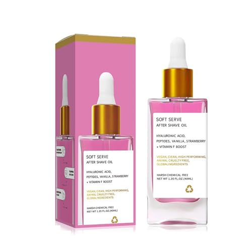 After Shave Oil - Strawberry,Truly After Shave Oil,Aceite Para Shave Oils Para Hombres y Mujeres,Soft Serve Aftershave - Fresa,Nutre y Calma Después Del Afeitado