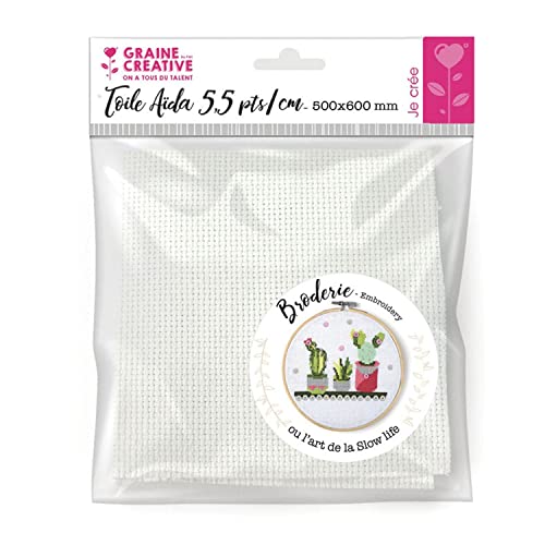 GRAINE CREATIVE - Graine Créative Toile Aida 5,5 PTS/cm Blanche 50 x 60 cm - -9%