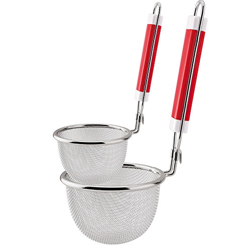Food Strainer,Aiyoo Premium Stainless Steel Fine Mesh Net Strainers With Fix Hooks,Noodles Pasta Strainer Colander 2 Size Kitchen Strainers With Non-Slip Handles #TOP7
