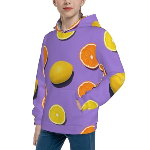 Yellow Lemon And Orange Kid Hoodies Boys Sweatshirts Girls Pullover with Pocket2
