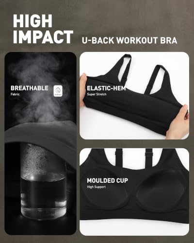 Image of RUNNING GIRL Adjustable Sports Bras for Women High Support,Full Coverage Molded Cup Sports Bra High Impact Workout Gym