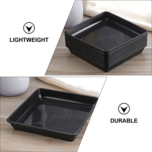 Yardwe 8Pcs Plastic Square Plant Saucer, 12CM Flower Pot Tray Bonsai Tray Durable Square Planter Saucer for Indoor Garden Balcony Use - Image 3