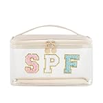 Clear SPF Makeup Bag,Beach Vacation Toiletry Bag(02SPF Beige)