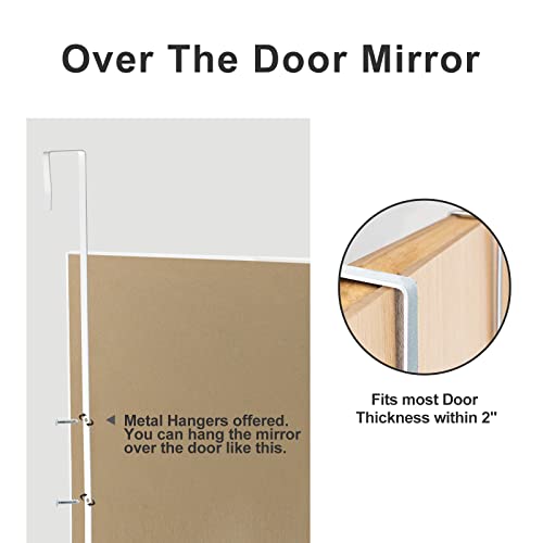 Image of NeuType Full Length Mirror, 47x18 inches, Over The Door, Wall Mounted or Leaning, Shatterproof, White, Home Decor