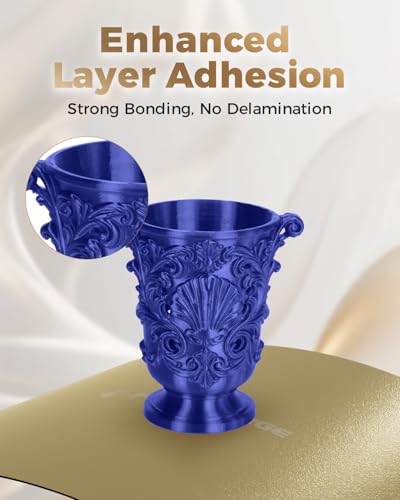 Image of VOXELAB Silk+ PLA Filament 1.75mm, Shiny Chrome-Like Finish with Enhanced Layer Adhesion, 1kg (2.2lbs) for Most FDM 3D Printers, Smooth & Flawless Printing(Blue)