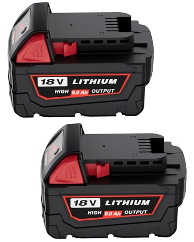 HOCHSTERN 2Pack 8.0Ah Replacement for Milwaukee M-18 Battery Compatible with Milwaukee 18V Lithium Battery 48-11-1862 48-11-1852 48-11-1882 Cordless Tools