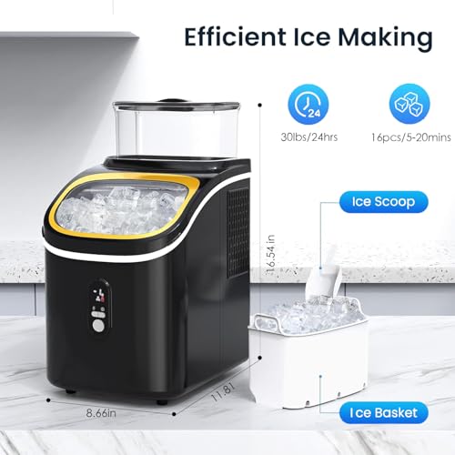 Image of Antarctic Star Countertop Ice Maker Machine, 30lbs /24Hrs, 3 Thickness Ice Cubes, 16Pcs /13 Mins,2 Ways to Add Water, Self-Cleaning Ice Cube Maker w /Basket and Scoop for Home /Kitchen /Camping /RV (Black)