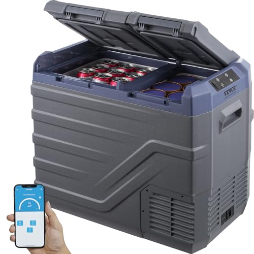 VEVOR Car Refrigerator, 12 Volt Car Refrigerator Fridge, 40 L Dual Zone Portable Freezer,...