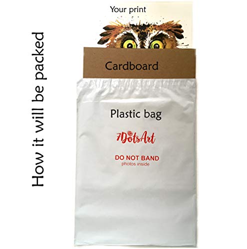 7Dots Art. Double Exposition. Watercolor Art Print, Poster 12"X10" (A4) On Fine Art Thick Watercolor Paper For Living Room, Bedroom, Bathroom. Wall Art Decor With Animals For Boys, Girls. (Wolf) #TOP3