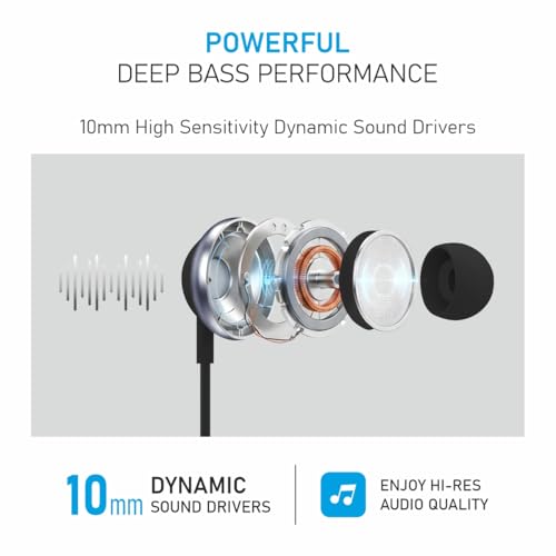 Image of TKONE Aerobuds Type C Wired Earphones with in-Line Microphone & Controls, 10mm Drivers, Deep Bass in-Ear Earbuds, USB C Earphones with Noise Isolation & HD Sound (Black)
