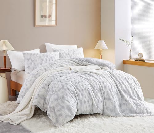 Freyamy Plüsch Bettwäsche 135x200 4tlg Grau Hellgrau,Flauschig Kunstfell Fleece Winterbettwäsche,Warme Flanell Wende Bettwäsche Set Samt Cashmere...