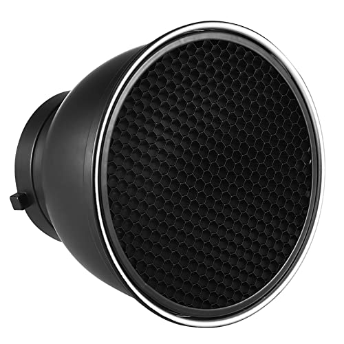 SHUAIGUO Pantalla de Lámpara Difusora Reflectora Estándar de 7 Pulgadas, Rejilla 60°, Textura Reflectante única, Luz Flash Estroboscópica Estudio con Montaje para Fotografía