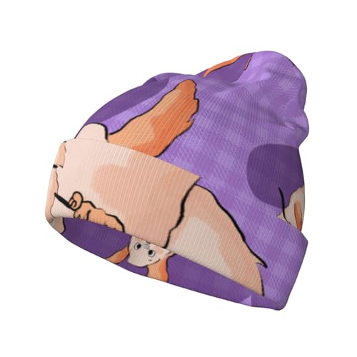 Wacky Bunny - Gorro de punto con estampado, cálido y cómodo, resistente al viento y transpirable para estaciones frías, color negro