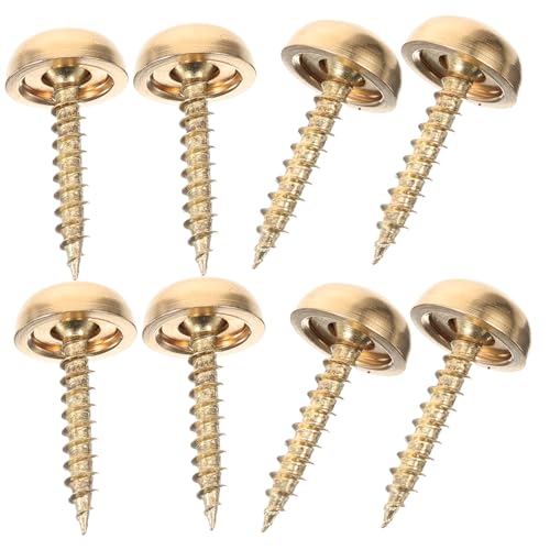 SEWACC 8個 真鍮製装飾キャップ付きミラーネジ 壁掛けミラー用セルフタッピングネジ 取り付け簡単で隠しキャップ機能付きインテリア装飾
