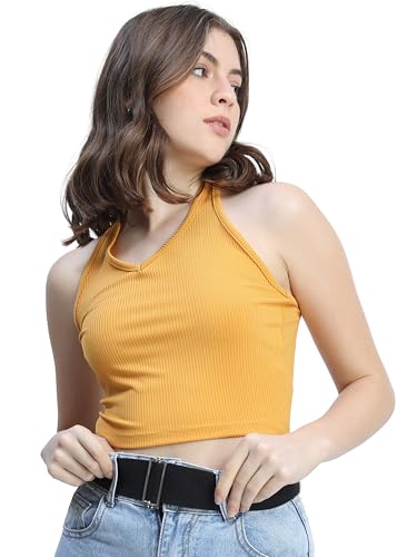 Image of Tokyo Talkies Women's Sleeveless High Neck Solid Tops| Stylish Casual wear