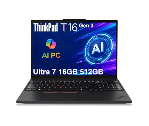 Lenovo ThinkPad T16 Gen 3 �r�W�l�X�m�[�g�p�\�R�� (16�C���` FHD+�AIntel Core Ultra 7 155U (>i7-13700H)�A16GB DDR5 RAM�A512GB SSD)�A5MP�E�F�u�J�����A�o�b�N���C�g
