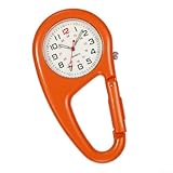 Orologio da esterno con moschettone con lancette luminose per attaccarlo al passante della cintura, zaino per arrampicata, escursionismo, campeggio, per appassionati di attività all'aperto (arancione)
