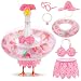 Hoemwarm Hawaiian Porch Goose Outfit Cute Summer Bikini Porch Goose Outfits Clothes Costume for Outdoor 23 Inch Statue Holiday Garden Yard Decor, Pink