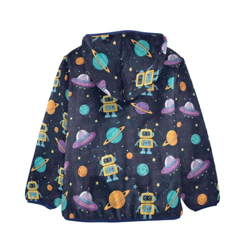 CHIFIGNO Cute Yellow Blue Robots Toddler Boy Zip up Hoodie Fleece Outerwear Jackets for Fall Winter 3T2