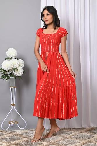 Image of IQRAAR Dress for Women Printed Midi Dress