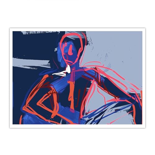 Art mural expressionniste moderne impression de toile graffiti bleu chic 40x50