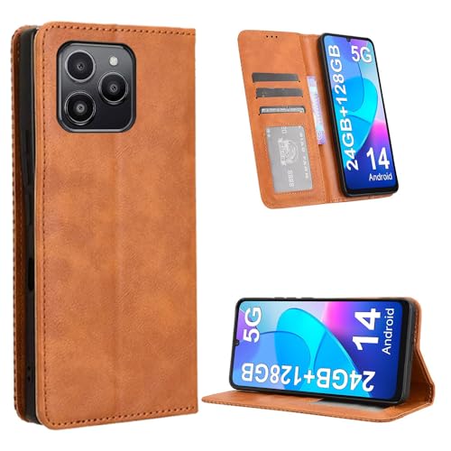 FOSSiBOT S1 5G ケース【MARR】 スマホケース 手帳型 シンプル カバー 手帳型ケース FOSSiBOT S1 5G 高級PU レザー カバー カードポケット 手作り スタンド機能付き 全面保護 マグネット 吸着 (ブラウン)