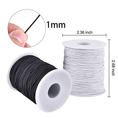 Elastic String Cord, Zealor 2 Roll 1 Mm Elastic Thread Beading String Cord For Jewelry Making Bracelets Beading 109 Yards Each Roll (White And Black) #TOP1