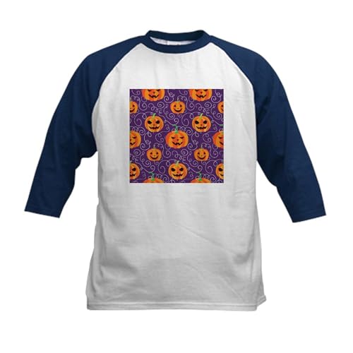 CafePress Elegant Jack O' Lanterns Kids Baseball T Shirt Kids Cotton Baseball Jersey, 3/4 Raglan Sleeve Shirt Navy/White
