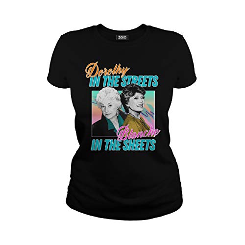 Zoko Apparel Women's Dorothy in The Streets Blanche in The Sheets T-Shirt (L, Black) Zoko Apparel Women's Dorothy in The Streets Blanche in The Sheets T-Shirt (L, Black)