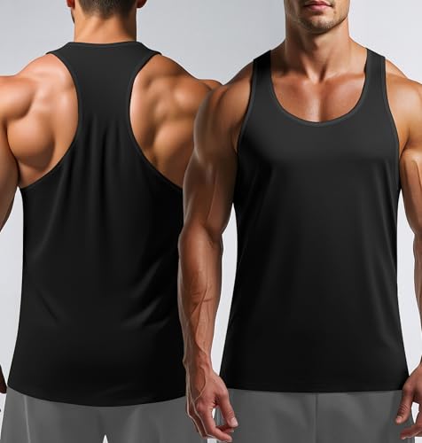 Tank Tops Men Y-Back Muscle 3 Pack Dry Fit Sleeveless Workout Tank Tops for Men Mesh Material Running Gym2