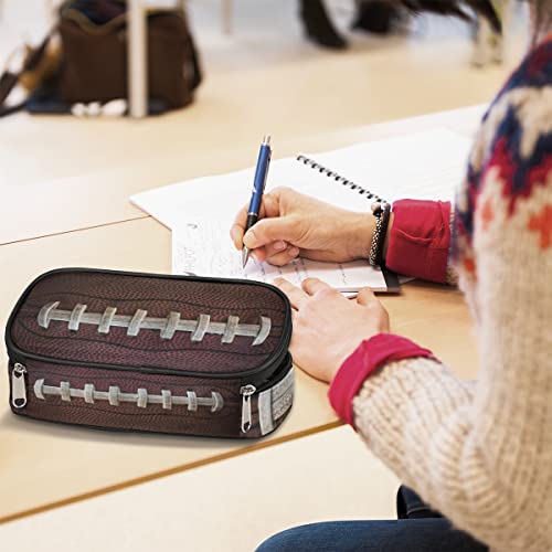 Image of Pardick Rugby Ball Big Capacity Pencil Pen Case Football Large Pencil Pouch with Zipper Compartments Pencil Bag for Boys Girls Adults Student Office School Supplies